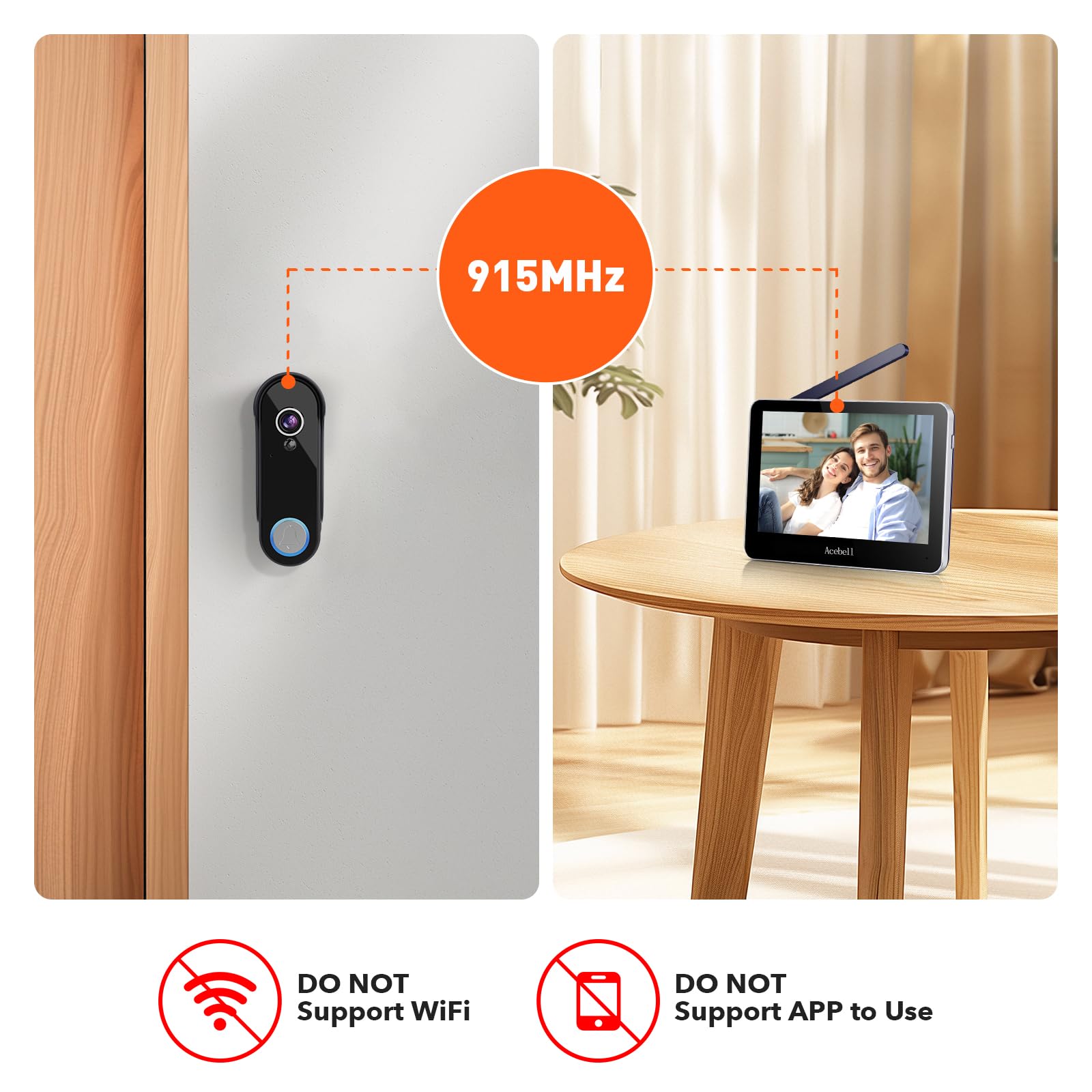 Wireless Video Doorbell Intercom System with 7'' Touch Screen Monitor - 1080P HD Camera, Battery Operated, Motion Detection, No Monthly Fees - Perfect for Home Security & Smart Door Access