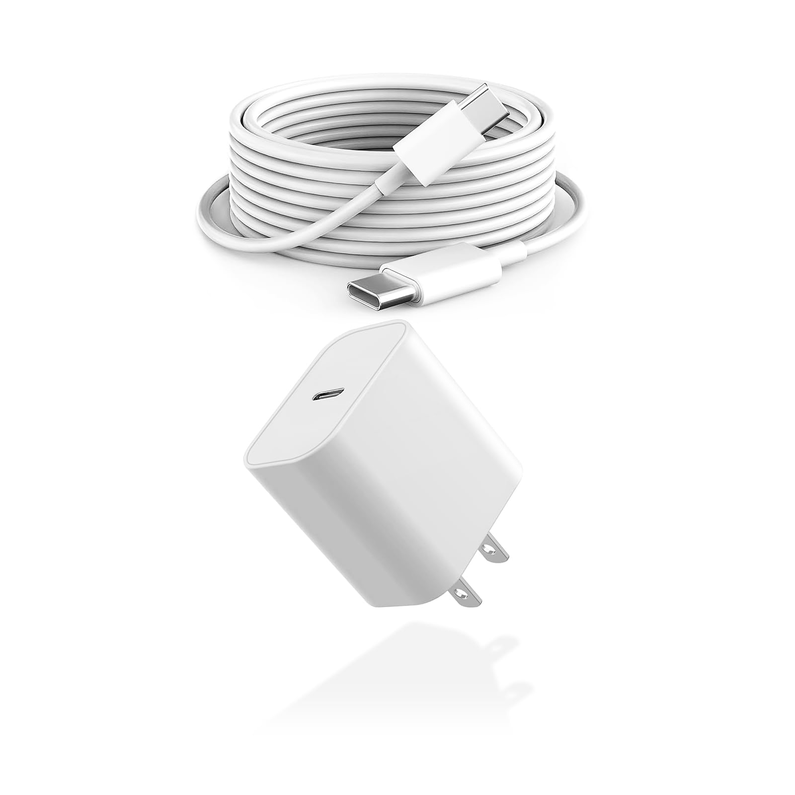 10ft USB-C to USB-C Fast Charging Cable for Apple iPhone 16/15 Pro Max, iPad, AirPods 4 - 20W Power Delivery, Durable 10-Foot Long White Charger Cord (1 Pack) - Perfect for Home, Office, and Travel Charging