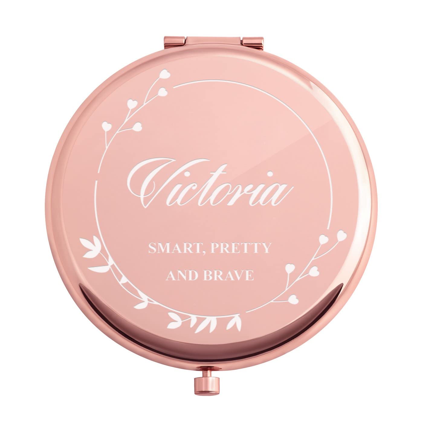 **Personalized Rose Gold Compact Mirror for Women - Custom Cosmetic Mirror with Floral Design - Perfect Gift for Birthday, Anniversary & Special Occasions - Elegant Makeup Accessory for Travel & Daily Use**
