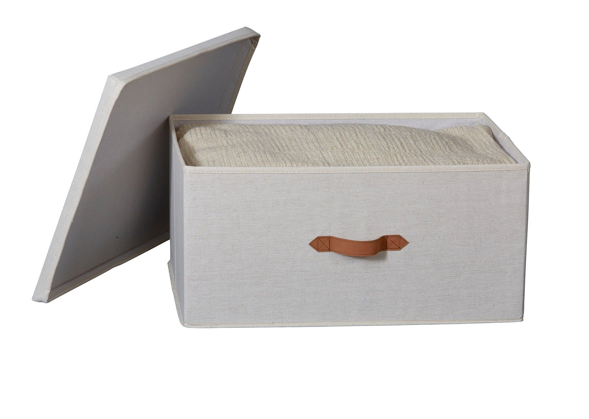 Extra Large Fabric Storage Box with Lid - Cream Color - Perfect for Organizing Clothes, Toys, and Home Decor
