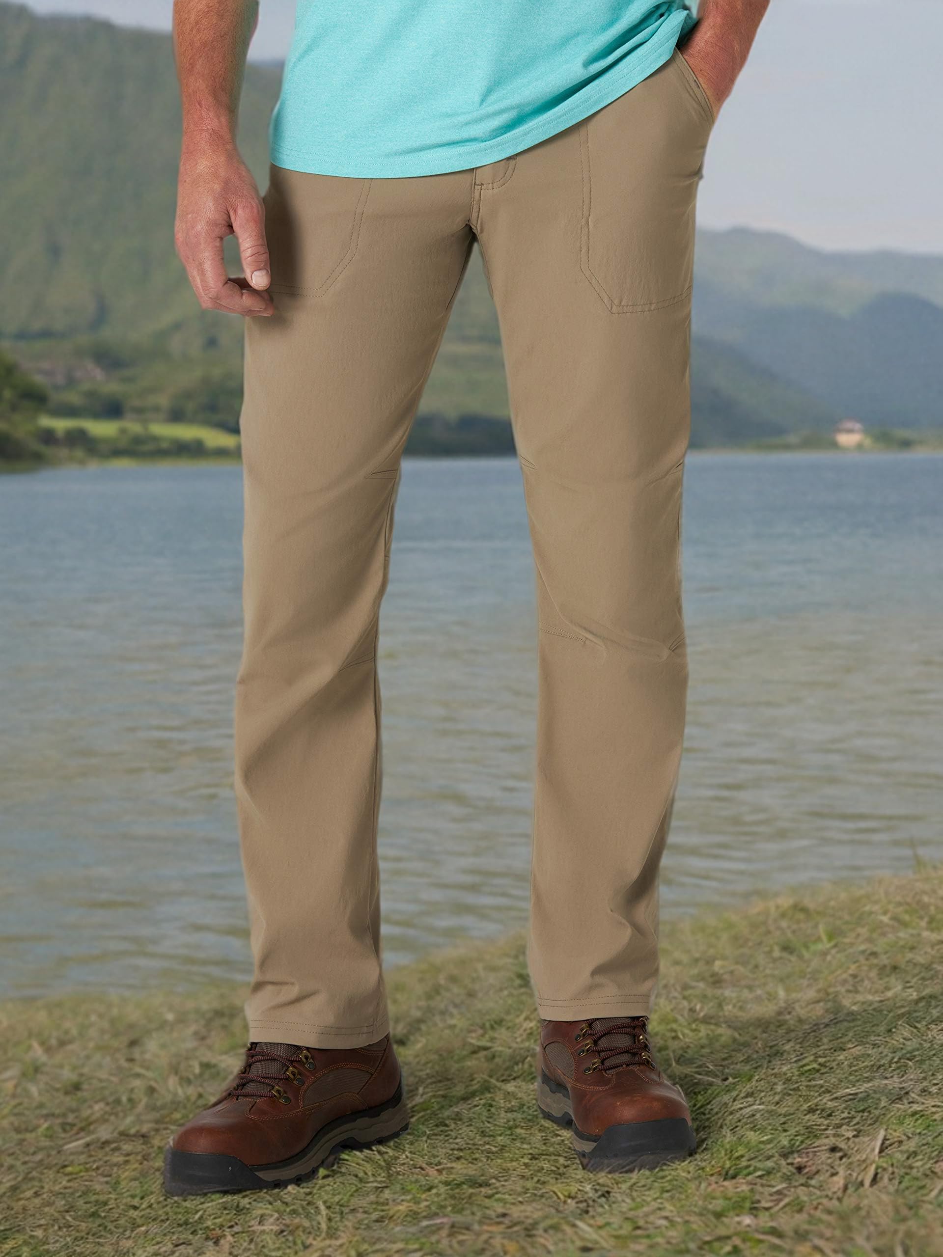 ATG by Wrangler Men's Hiking Pants with Zip Pockets - Durable Outdoor Trail Pants for Hiking, Camping & Adventure Activities