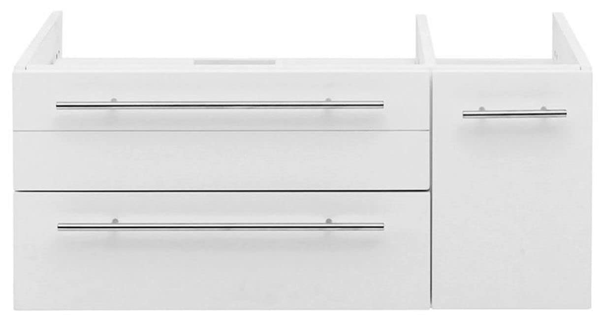 Fresca Lucera 36 Inch White Wall Mounted Vessel Sink Modern Bathroom Vanity - Left Side Cabinet Only (Sink Not Included) | Perfect for Small Bathrooms, Powder Rooms & Contemporary Home Decor
