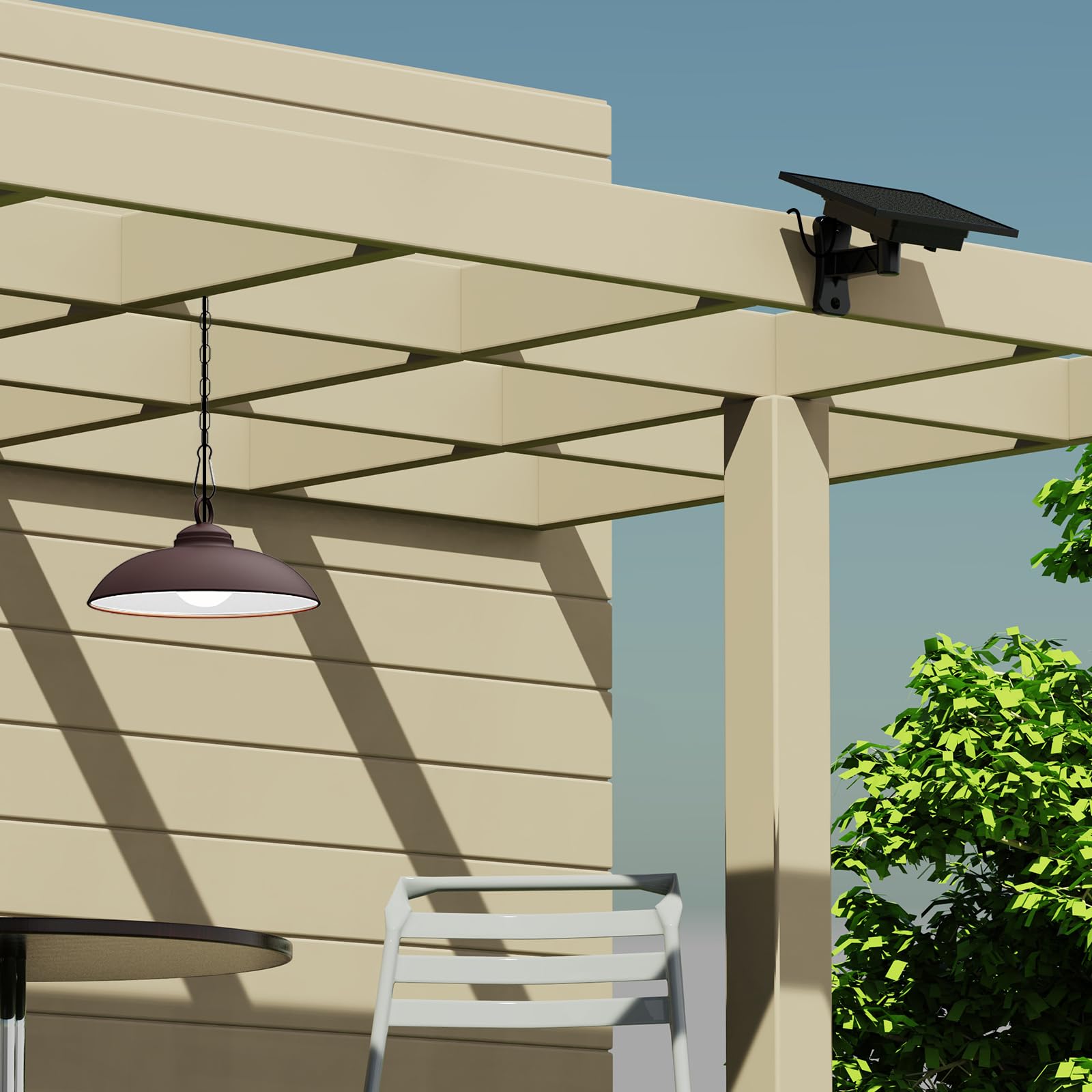 Solar Pendant Lights Outdoor Indoor - 300 Lumen LED Solar Shed Light with Remote Control, 3 CCT Options, 2 Brightness Levels & Timer - Rubbed Bronze Finish (Single Pack) - Perfect for Patio, Garden, Garage & Home Decor
