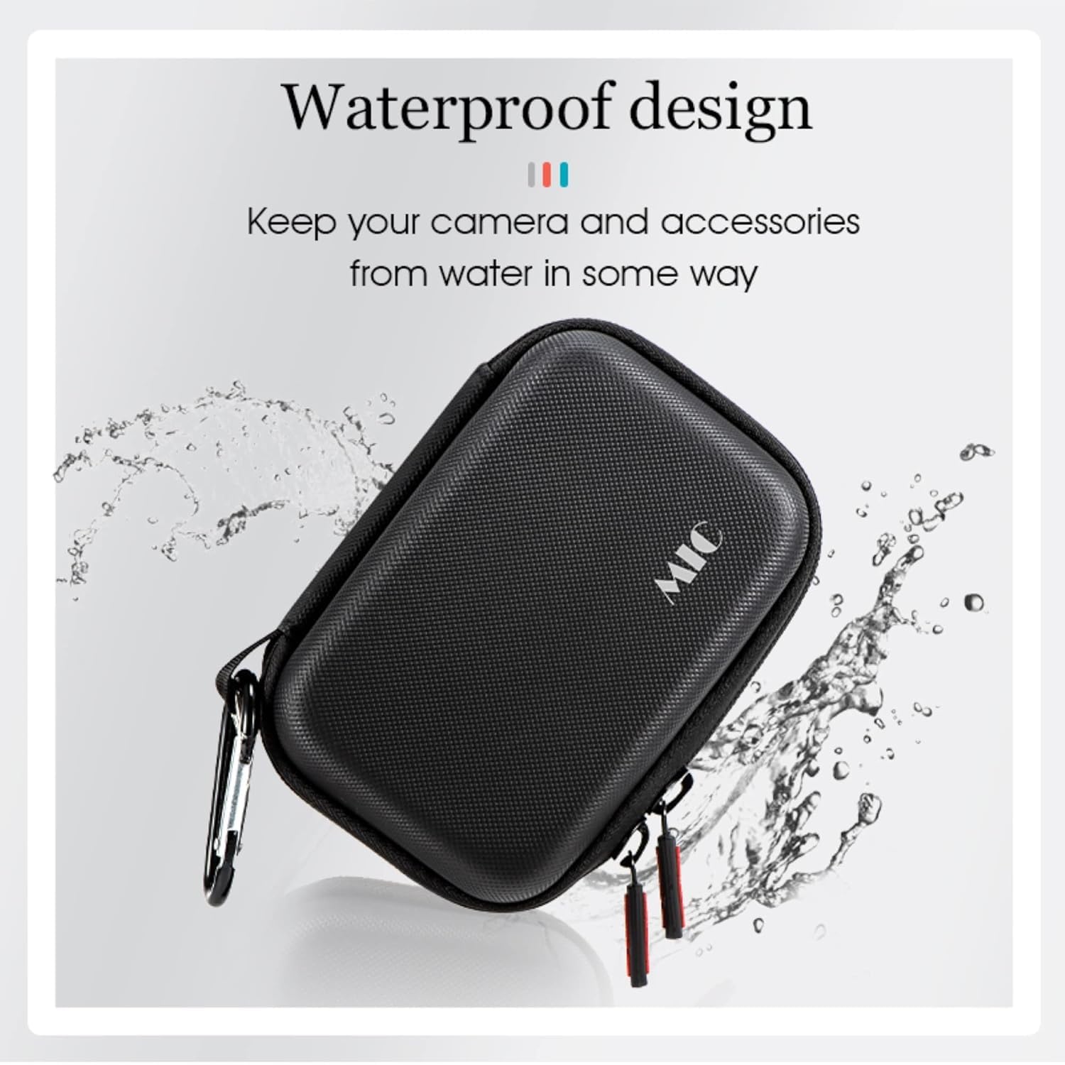 Waterproof Storage Bag for DJI Mic Kit - Double Layer PU Microphone Travel Pouch with Dustproof Protection, Hiking Hook & Lanyard - Holds Dual Mics, Cables & Accessories - Perfect for Travel, Hiking & Outdoor Recording (5-Year Warranty)