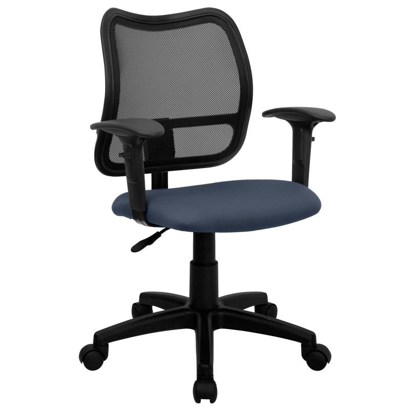 FLASH Mid Back Black Mesh Swivel Task Office Chair - Ergonomic Adjustable Height Computer Desk Chair for Home & Office Use - Perfect for Long Hours of Work or Gaming