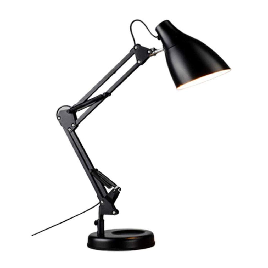 Adjustable Swing Arm LED Desk Lamp - Black Iron Art Table Lamp for Reading, Study, Office & Bedroom - Dimmable Task Light for Living Room, Nightstand & Workspace
