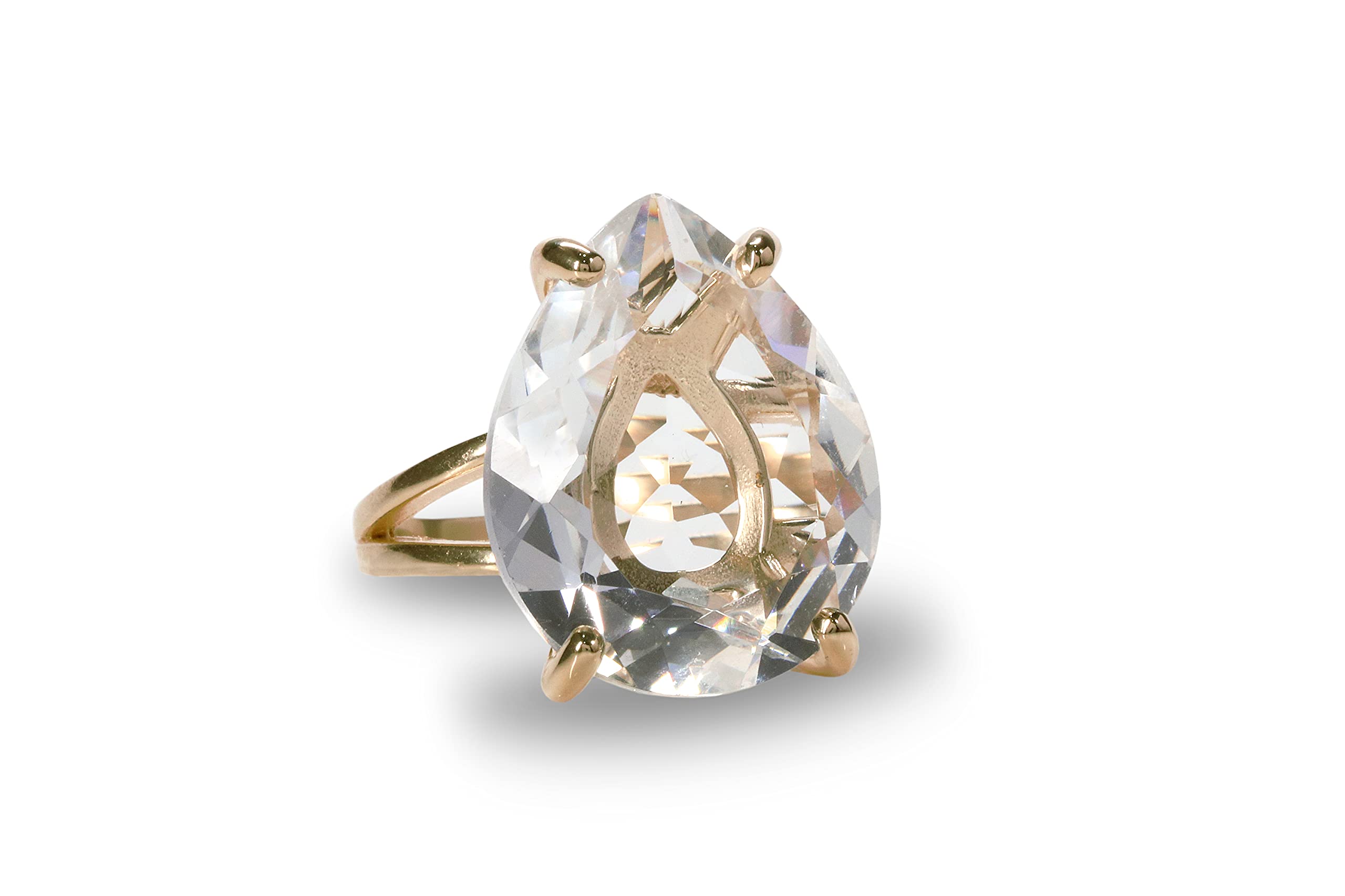 14K Gold-filled Clear Quartz Ring - Handmade Wedding, Birthday, Promise & Everyday Jewelry - Engraving Available with Gift Box | Perfect for Anniversaries, Proposals & Special Occasions