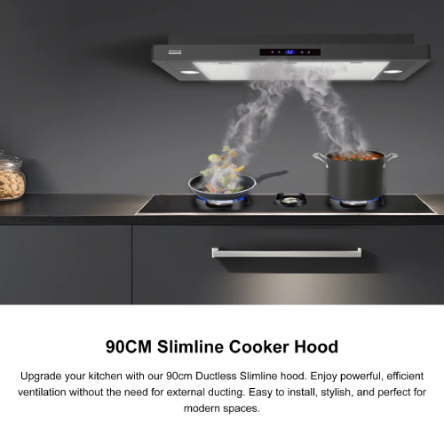 Europace ECH5501DBK 90cm Slimline Kitchen Range Hood - Stainless Steel Chimney Extractor with LED Lights & Touch Control - Perfect for Modern Home Cooking & Ventilation
