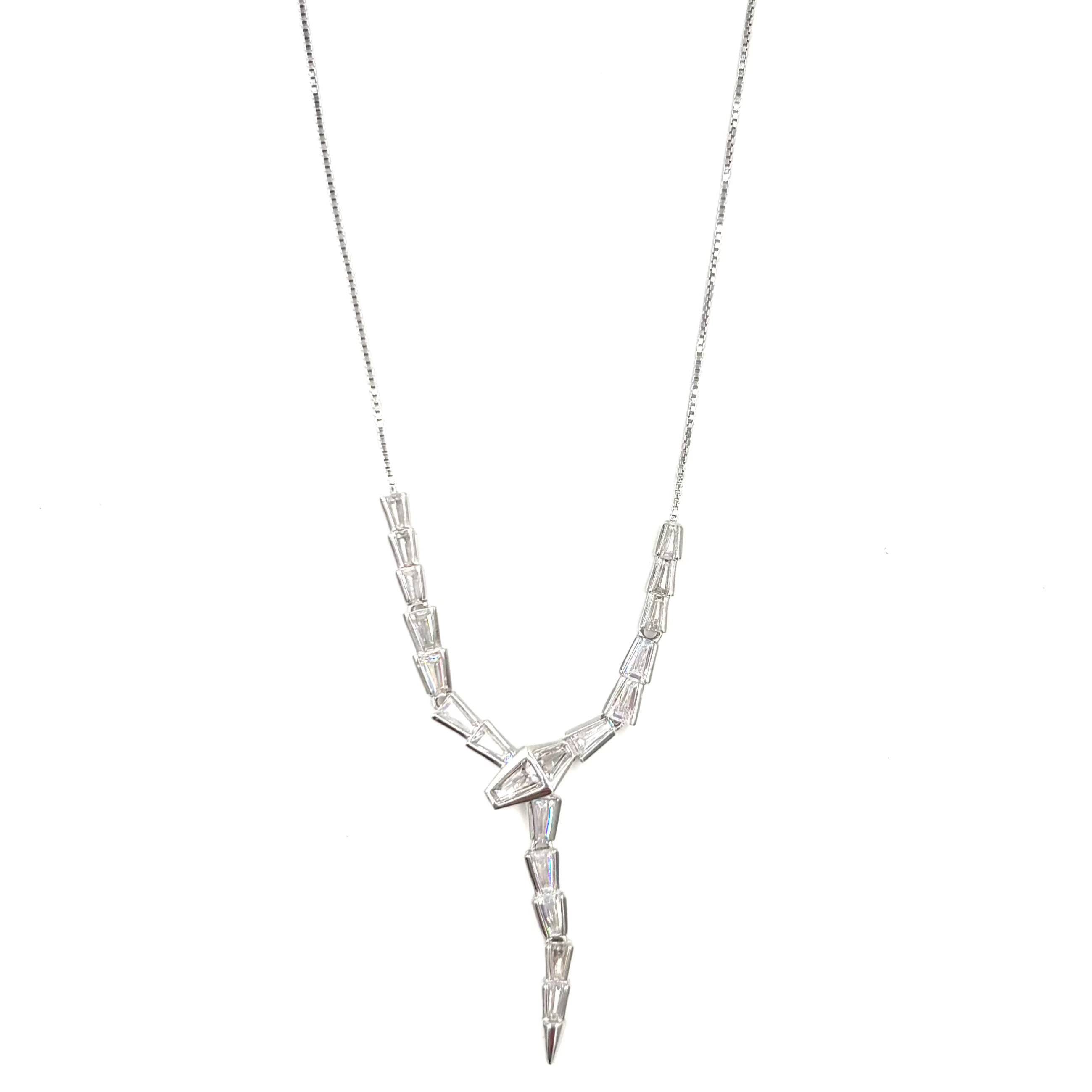 Sterling Silver CZ Drop Necklace for Women - Elegant Ashley Gold Pendant Jewelry - Perfect for Parties, Weddings & Special Occasions