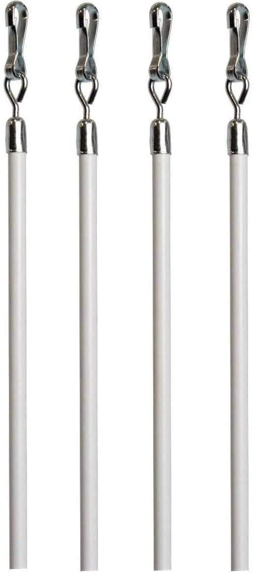 IF&D 30 Inch Universal Drapery Metal Pull Rod - 4 Pack White Curtain Wand for Easy Opening & Closing - Style #0304 - Perfect for Living Room, Bedroom & Office Window Treatments
