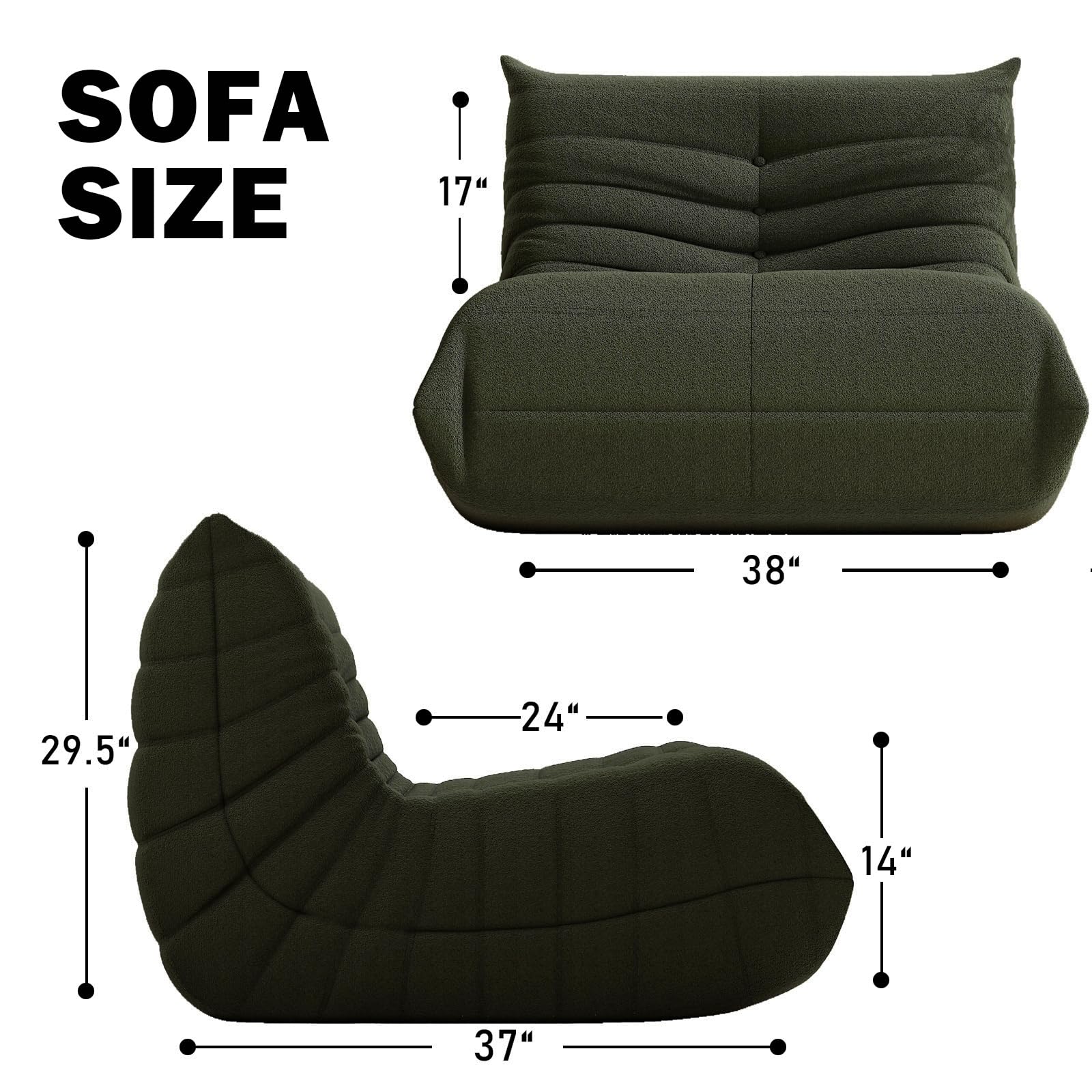 Premium Large Bean Bag Chair for Adults & Teens - High-Density Memory Foam Fireside Sofa - Comfortable Lounge Chair for Living Room, Bedroom, Dorm - Perfect for Relaxing, Gaming & Movie Nights (Green)
