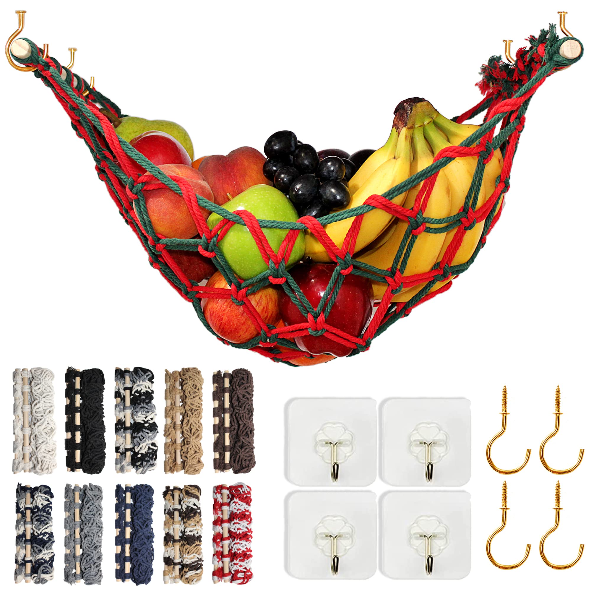 ARTIQUE Arts and Crafts Christmas Fruit Hammock - Onion Storage, Bread Storage & Kitchen Organizer - Under Cabinet Produce Hammock for Decluttering Kitchen & Small Apartments - Perfect for Holiday Decor & Pantry Organization