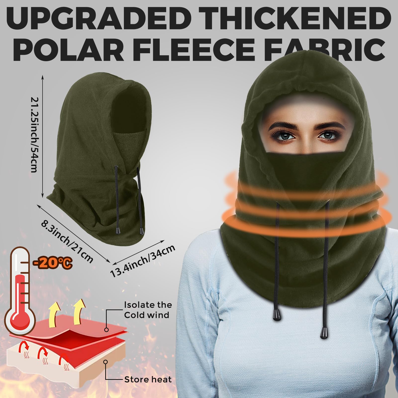 Warm Fleece Balaclava Ski Mask for Men & Women - Cold Weather Face Cover for Skiing, Snowboarding, Motorcycling & Outdoor Winter Activities