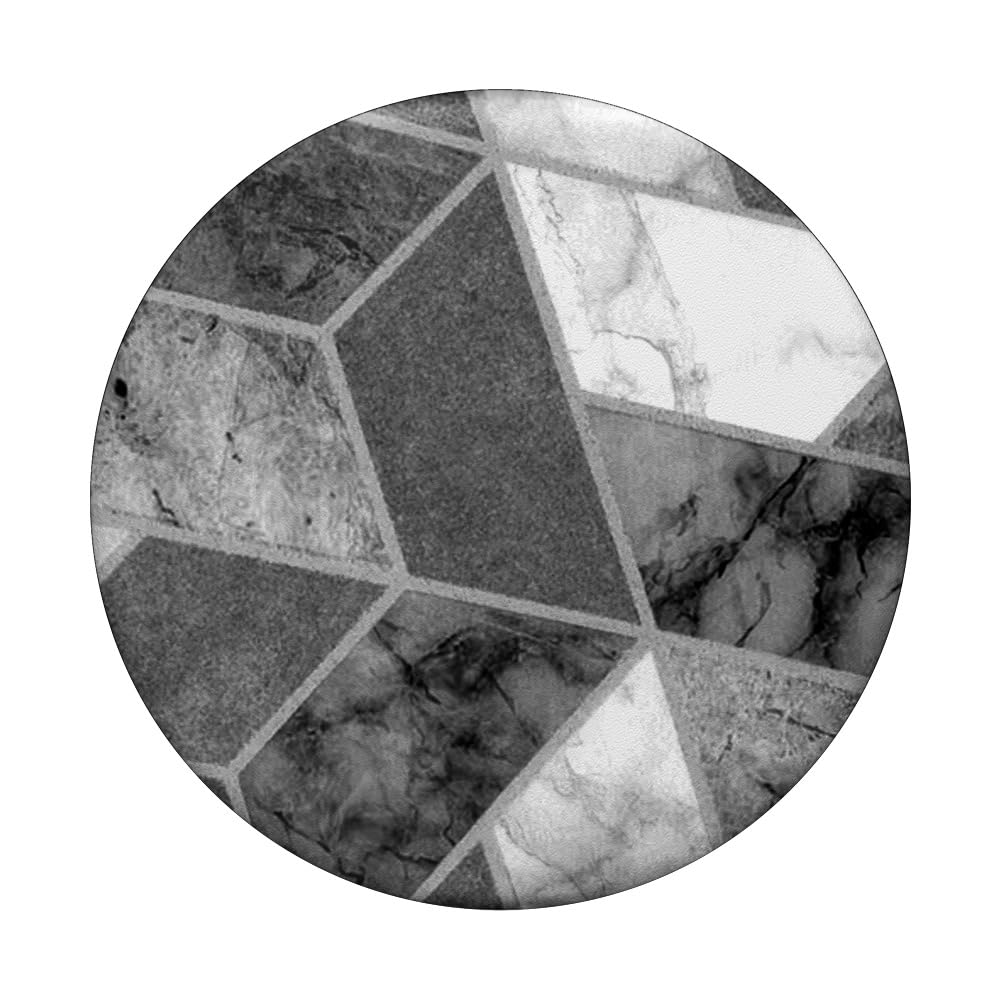 Geometric Marble Effect PopSockets PopGrip - Black and White Marbled Design, Swappable Phone Grip for Phones & Tablets with Strong Adhesive - Perfect for Work, Travel, and Everyday Use