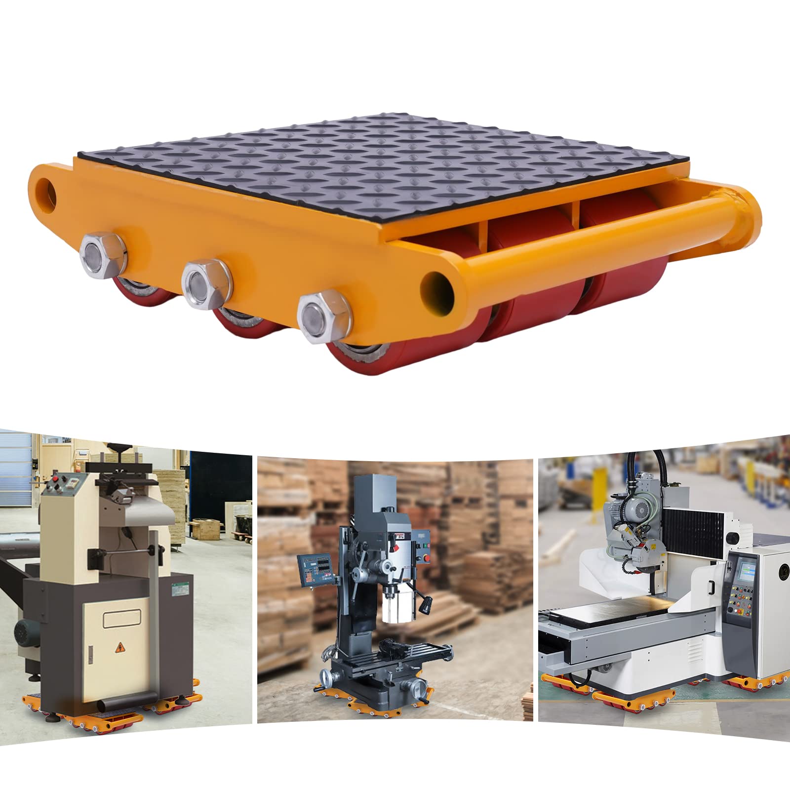 TBVECHI 15T 33000lb Heavy Duty Machinery Skate - Mini Industrial Machine Mover with 9 Roller Cargo Trolley for Workshop, Factory & Warehouse Equipment Moving