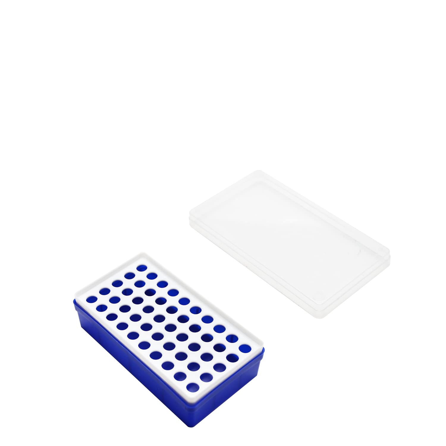 Othmro 2Pcs Acrylic Test Tube Rack Holder - 50-Well Centrifuge Tube Stand, Plastic Lab Organizer for Science Experiments, Classroom & Party Decorations (Blue) - Perfect for Laboratories, Schools & DIY Craft Projects