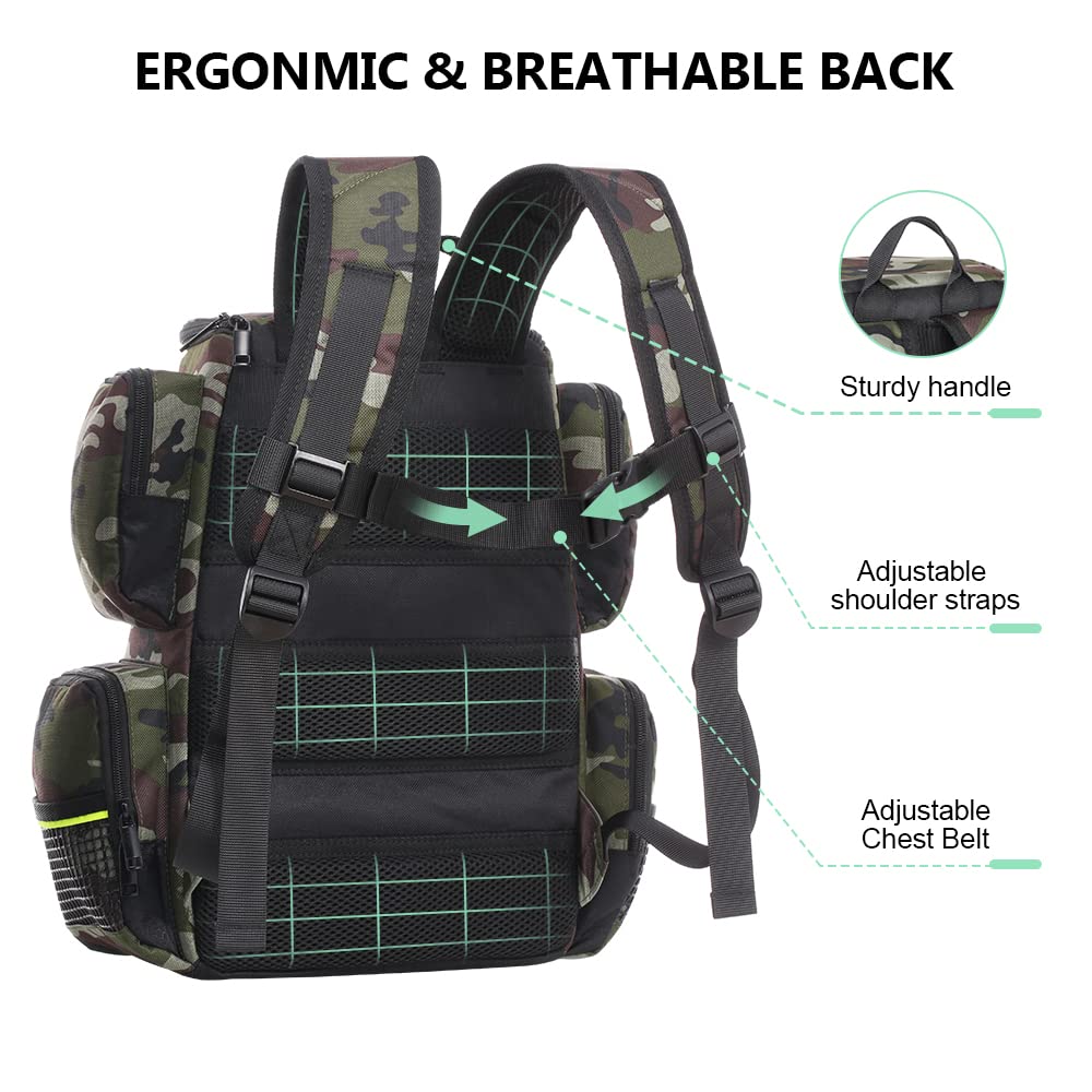 Lixada Waterproof Fishing Tackle Backpack - Large Multifunctional Utility Bag with 4 Storage Trays | Durable Fishing Gear Organizer for Freshwater & Saltwater Anglers