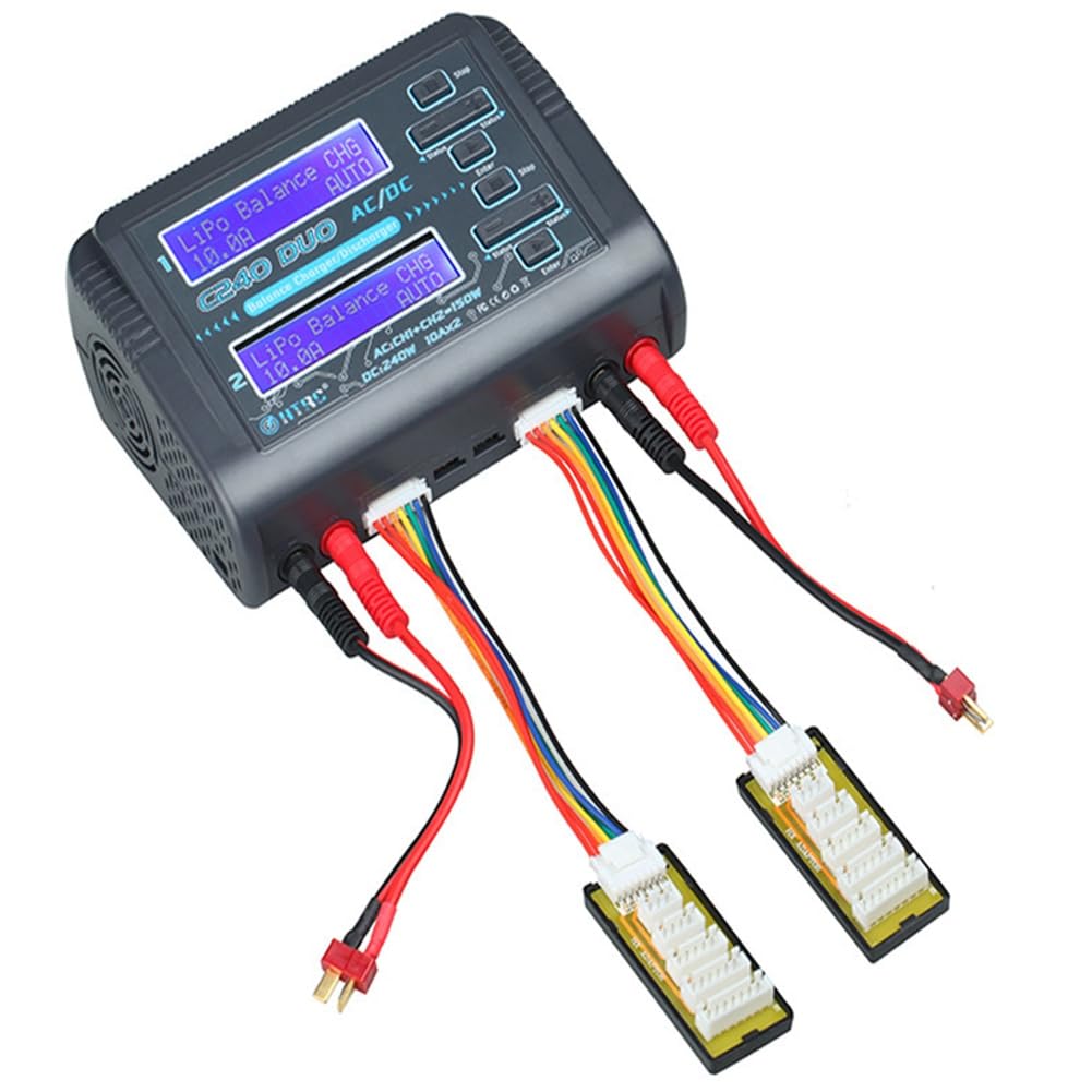 **ZUHEGELA C240 Duo Lipo Balance Dual Channel Charger 150W AC/240W DC - Fast Charging for LiHV, LiFe, LiPo, NiCd, NiMH, PB Batteries - EU Plug - Perfect for RC Drones, Cars, and DIY Electronics**