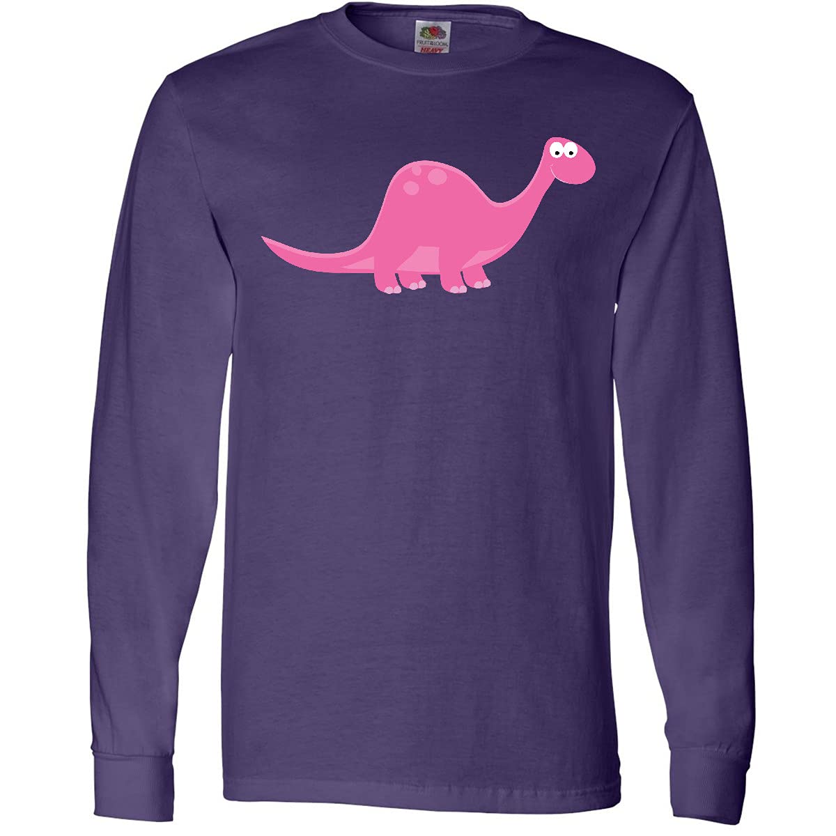 Inktastic Women's Pink Dinosaur Graphic Long Sleeve T-Shirt | Cute Dino Print Casual Top for Girls | Perfect for Everyday Wear, School & Playdates