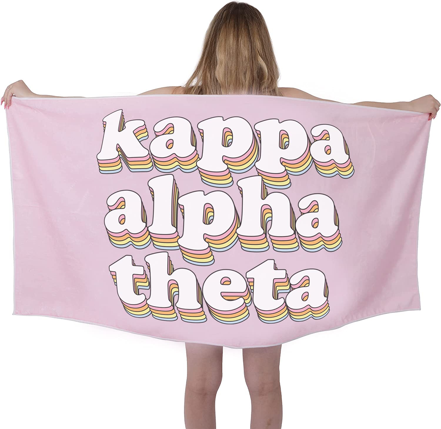Kappa Alpha Theta Sorority Beach Towel - Extra Large Lightweight Cotton Towel for Beach, Pool & Bath | Retro Greek Themed Gift for Sorority Sisters | Perfect for Summer Vacation, College Dorm & Beach Parties