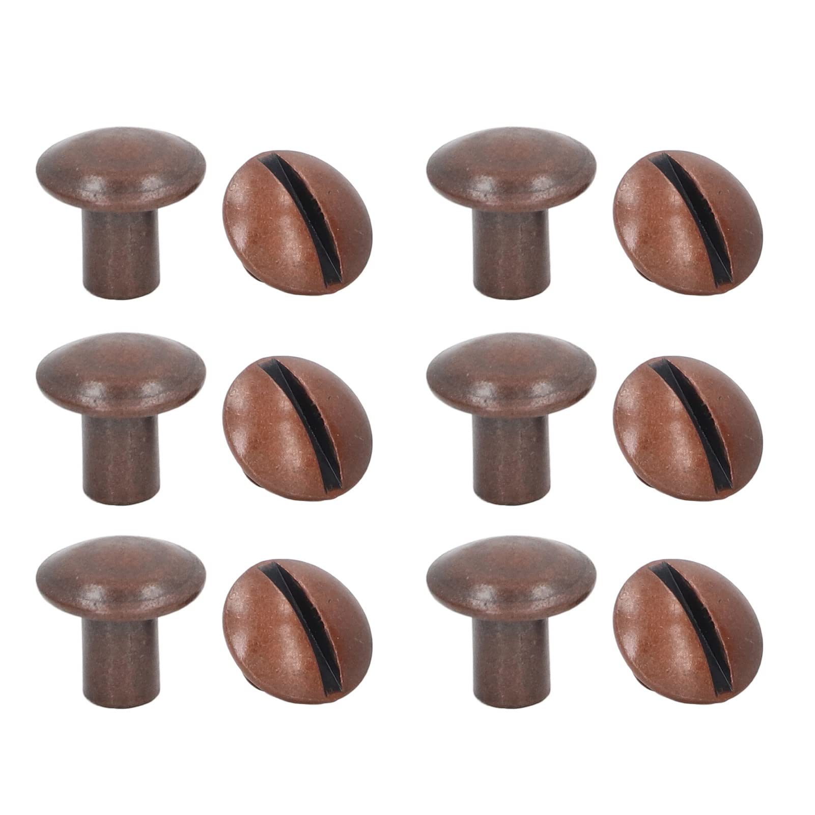 FUWE 200 Sets Brass Book Binding Screws - Curved Surface, Uniform Coating, Anti-Rust Electroplated Nail Rivets for Scrapbooking, DIY Crafts, Photo Albums & Journals (Red Bronze Finish)