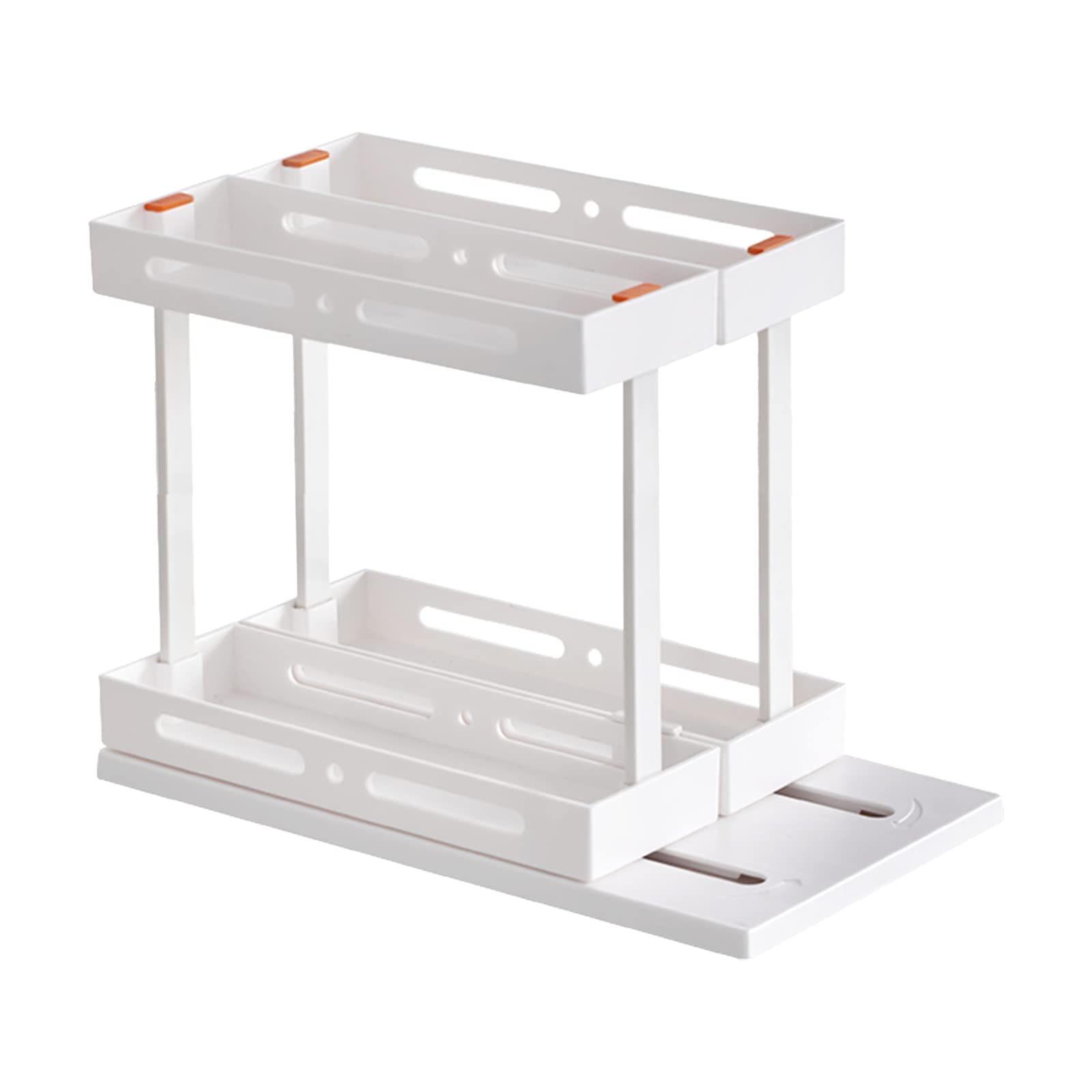 RXMORI 2-Tier Rotating Spice Rack Organizer - Pull Out Kitchen Cabinet Storage for Seasonings, Countertop Space Saver - White | Perfect for Small Kitchens & Pantry Organization