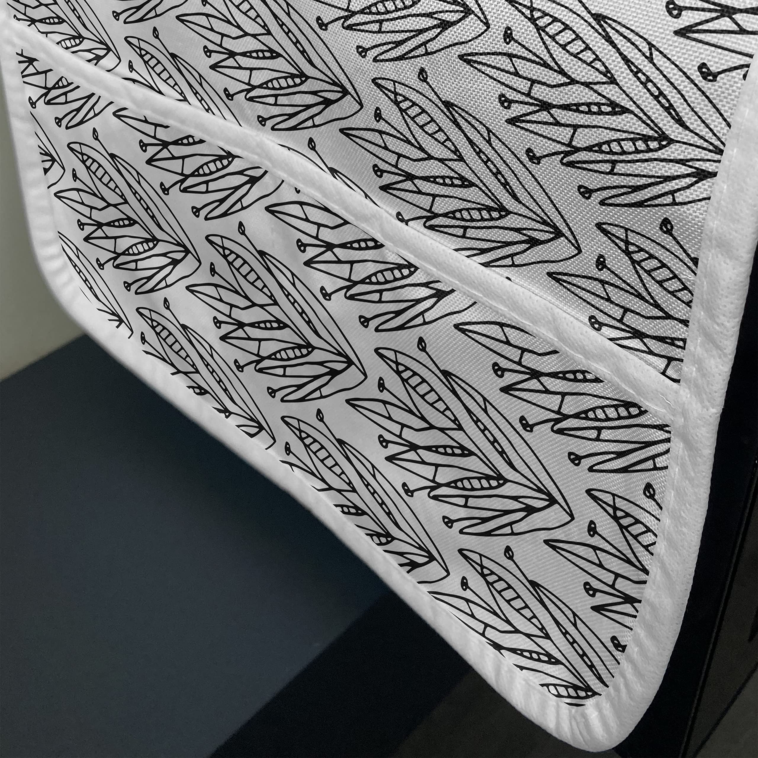 Ambesonne Botanical Microwave Cover - Hand Painted Foliage Design, Waterproof Kitchen Organizer with Pockets, 36x12 Inches, Charcoal Grey & Coconut - Perfect for Protecting Appliances & Organizing Kitchen Essentials