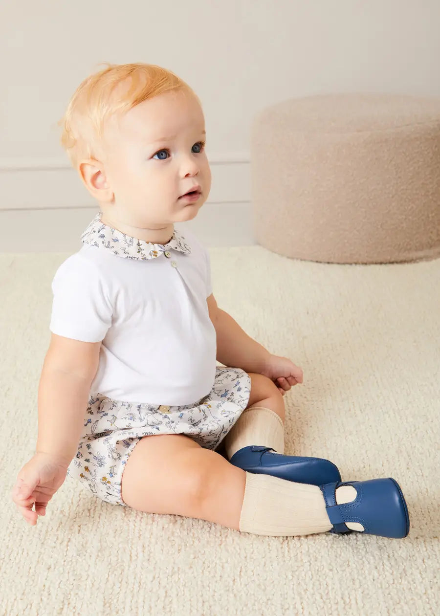 Ellis Short Sleeve Baby Bodysuit with Printed Collar - Soft Liberty Fabric for Newborn to 2 Years (1-24 Months) - Perfect for Playdates, Family Photos & Everyday Comfort