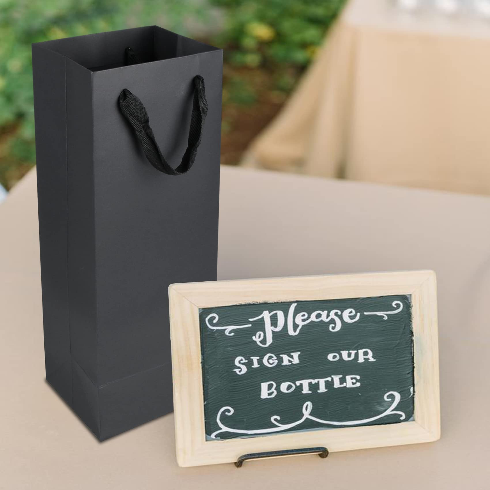 20 Pack Black Wine Gift Bags with Handles - 6x5x15 Inch Bulk Kraft Paper Bottle Bags for Champagne, Liquor & Alcohol Gifts - Perfect for Weddings, Parties & Holiday Presents