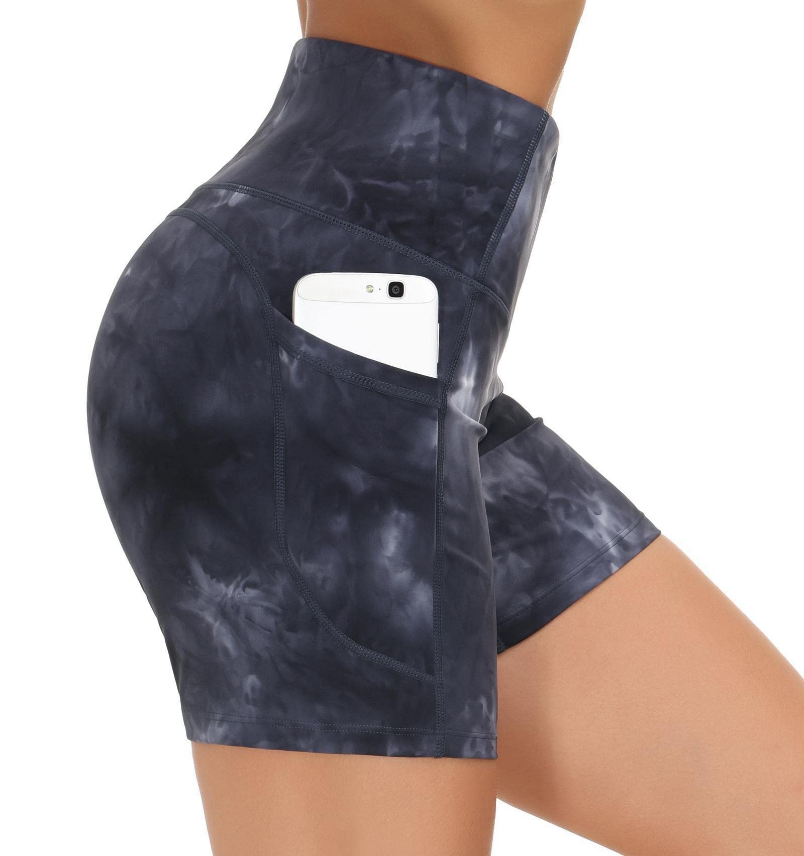 Wjustforu Women's High Waist Biker Shorts - Yoga Workout Running Shorts with Side Pockets - Perfect for Gym, Cycling & Lounge Wear
