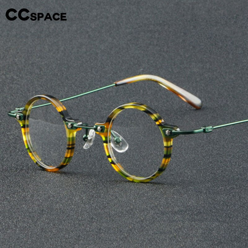 CCspace Women's Full Rim Round Acetate Eyeglasses Frame 55275 - Stylish & Lightweight for Work, Reading & Everyday Fashion