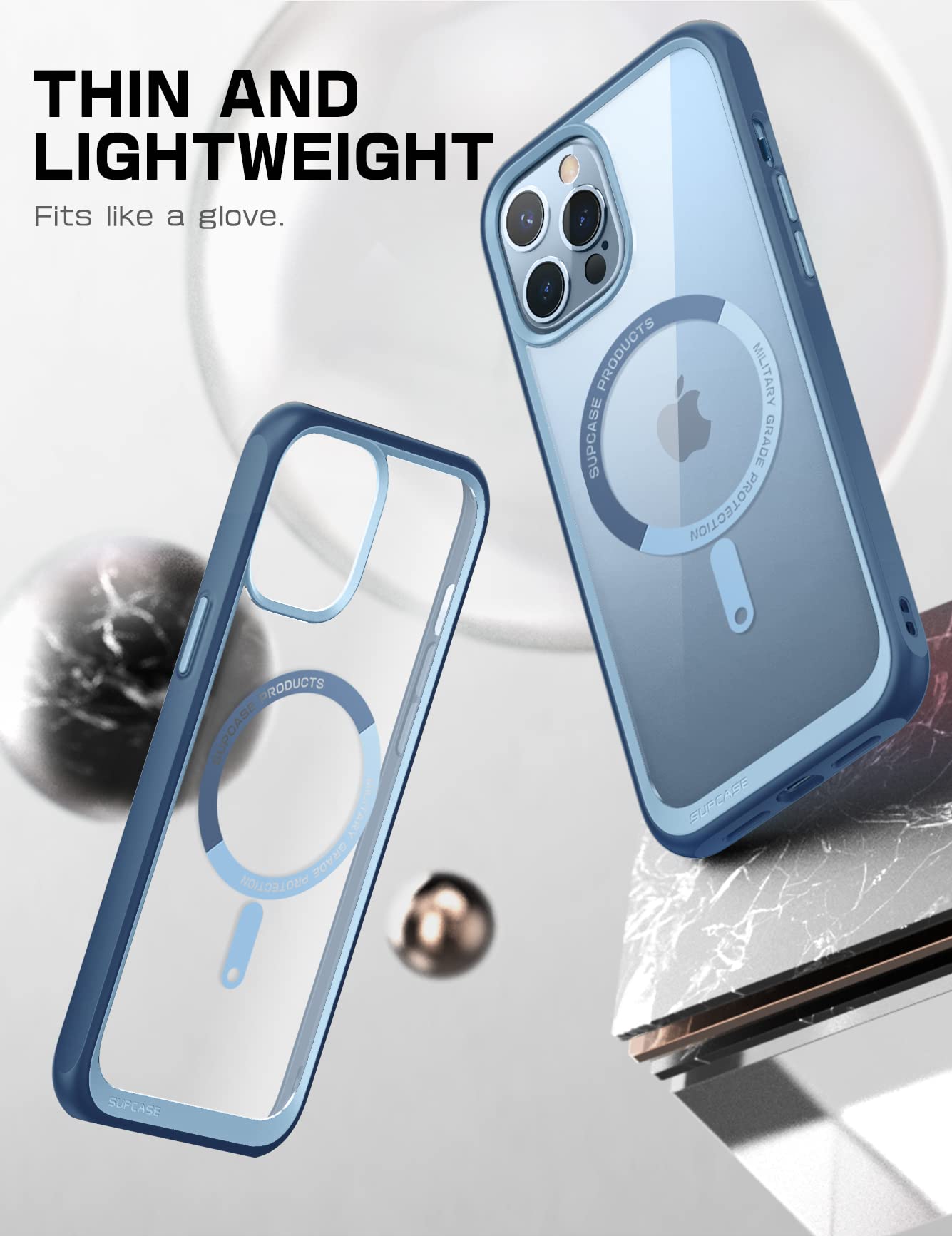 SUPCASE Unicorn Beetle Mag iPhone 13 Pro Max Case - Military-Grade Protective Slim Clear Magnetic Shockproof Phone Cover with MagSafe Compatibility | Perfect for Outdoor Adventures, Work & Daily Use (Azure)