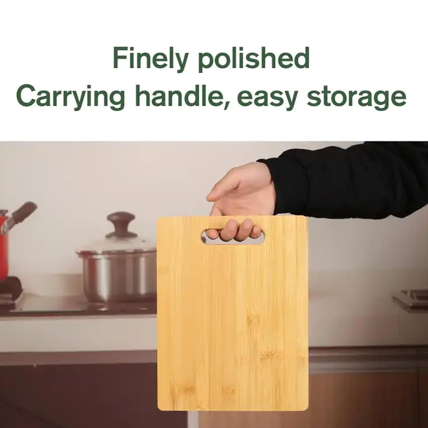 Premium Wooden Chopping Board for Kitchen - Natural Bamboo Cutting Board for Vegetables, Meat & Cheese | Medium Size 13 x 8.5 Inch | Eco-Friendly & Dye-Free | Perfect for Food Prep, Serving & Home Decor