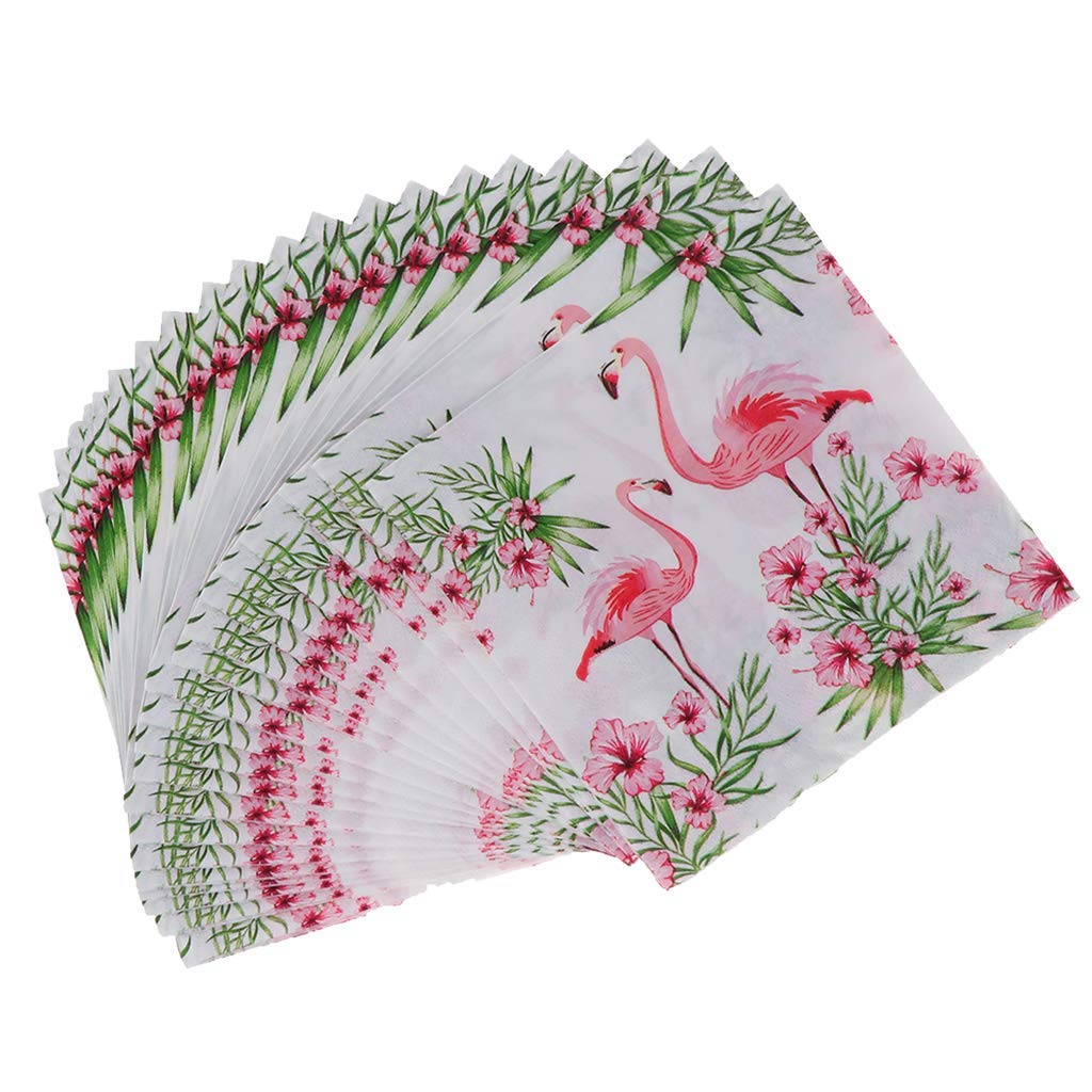 100pcs Flamingo Paper Napkins - Disposable Tropical Party Napkins for Summer BBQ, Beach Picnic & Birthday Decorations - Floral Printed Paper Serviettes for Dining Table Decor