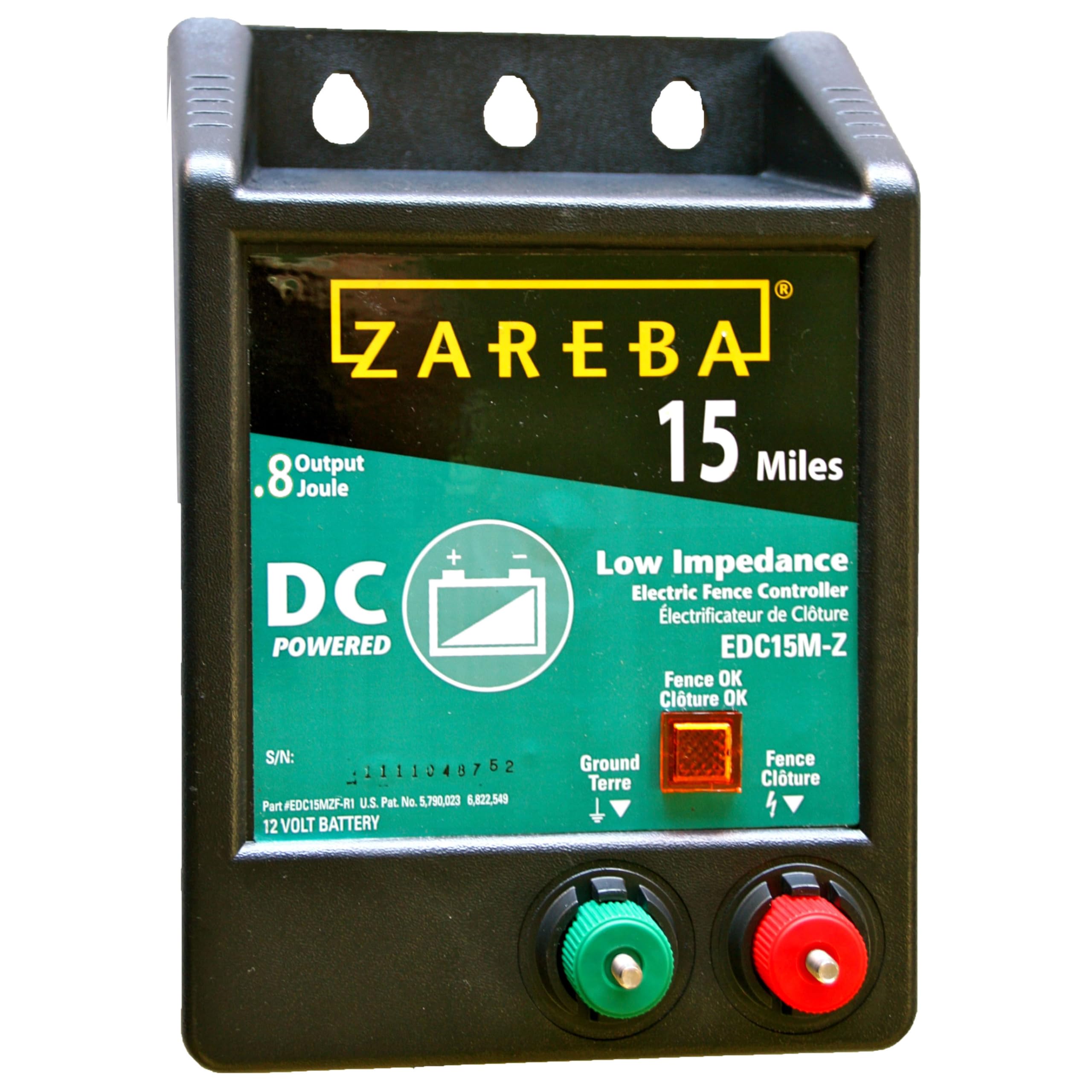 Zareba EDC15M-Z 15-Mile Battery Powered Low Impedance Electric Fence Charger for Livestock - Black - Ideal for Farms, Ranches, and Pasture Security