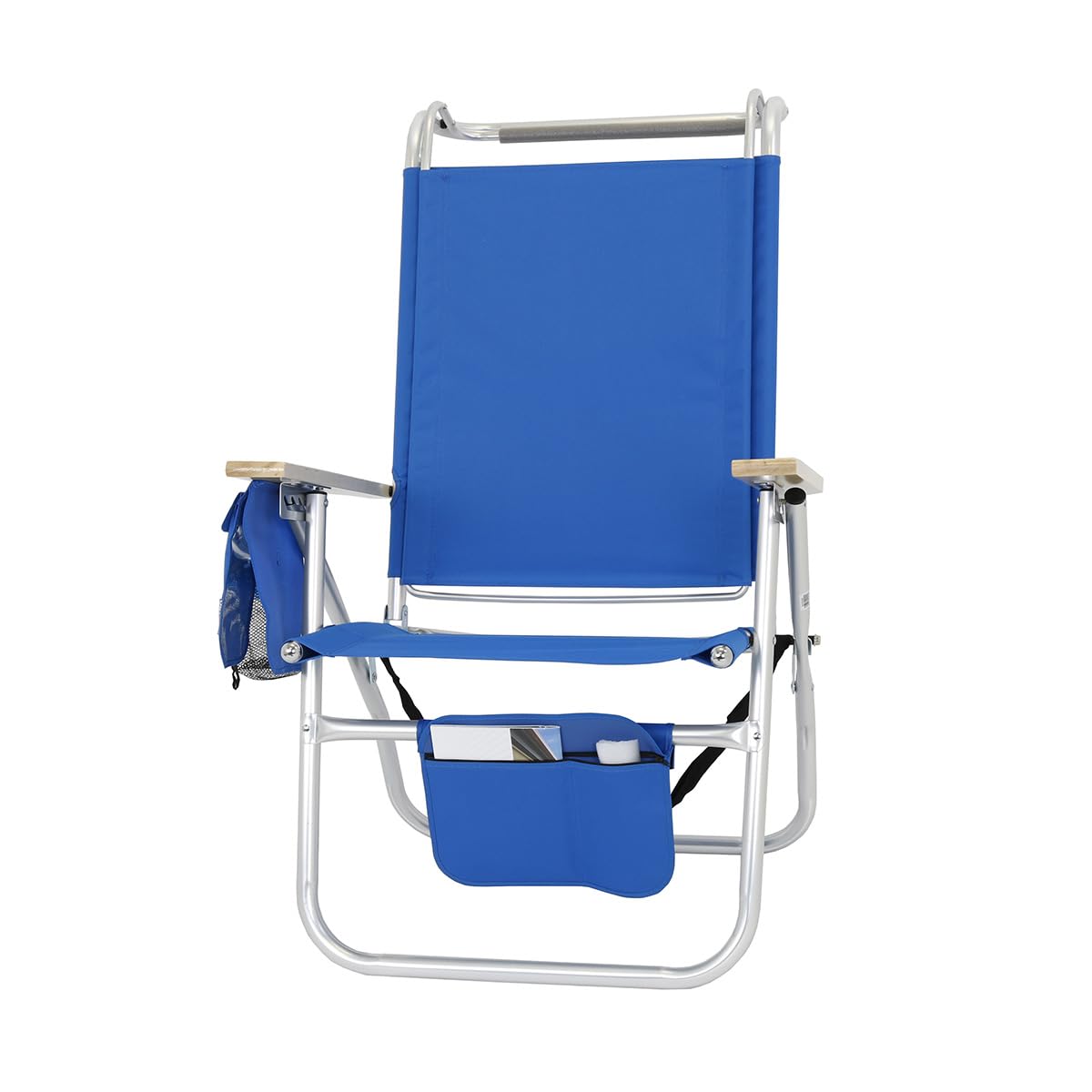17 Inch Tall Heavy Duty Aluminum Folding Beach Chair with Adjustable Canopy - Portable Sun Shade Chair for Poolside, Camping, Backyard & Outdoor Relaxation