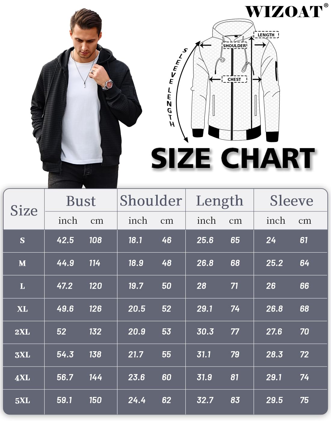 Men's Lightweight Zip-Up Hoodie - Full-Zip Sweatshirt with Loose Fit & Hood - Casual Wear, Gym, Outdoor Activities