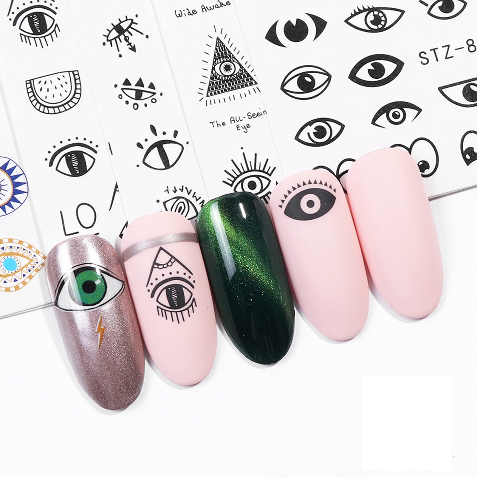 Evil Eye Nail Art Stickers - Water Decals for Nails with Retro Lattice & Starry Sky Design - DIY Manicure Accessories for Nail Salon & Home Use - Perfect for Parties, Weddings, and Special Occasions