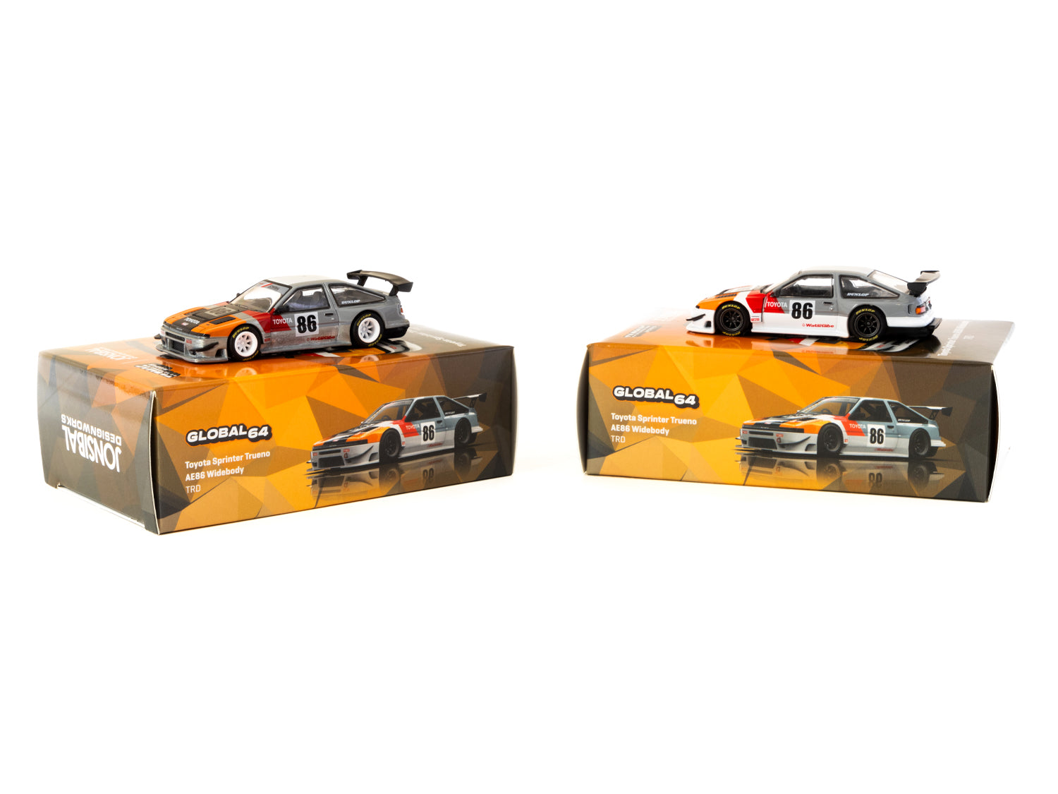Tarmac Works 1/64 Scale Toyota Sprinter Trueno AE86 Widebody TRD Diecast Model Car - Collectible Miniature for Display & Racing Scenes