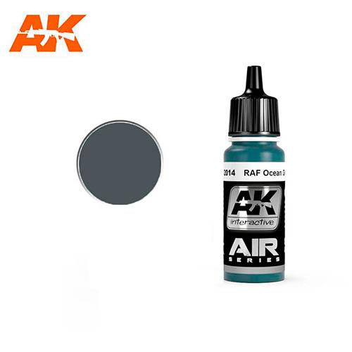 AK Interactive AK2014 Air Series RAF Ocean Grey Acrylic Paint - 17mL Bottle for Scale Model Aircraft & Military Miniatures - Perfect for Airbrushing & Detail Work
