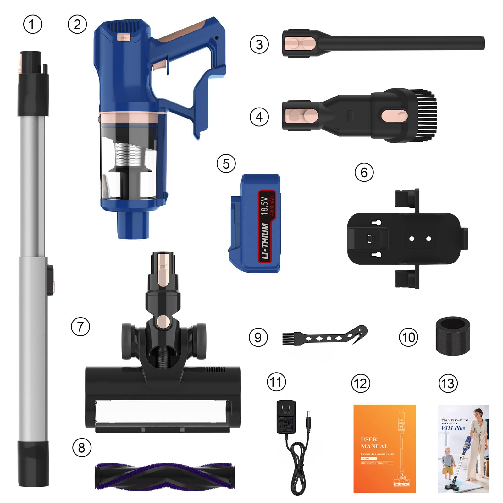 Powerful 300W Cordless Vacuum Cleaner with LED Display - 30Kpa Suction, 60min Runtime, 4000mAh Battery - Ideal for Pet Hair, Carpets & Hard Floors - Perfect for Home, Car & Office Cleaning