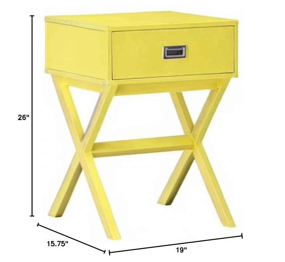 Yellow Wood 1-Drawer End Table Set of 2 - Modern Nightstand for Bedroom, Living Room & Office - Home Square Furniture Side Table with Storage