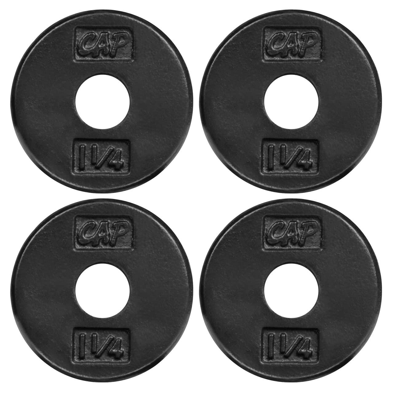 CAPHAUS Black Standard Solid Cast Iron Weight Plates 1-inch Center Hole for Standard Barbell & Dumbbell Handles - 1.25LB to 50LB (Multiple Sizes) - Perfect for Home Gym, Strength Training & Weightlifting Workouts