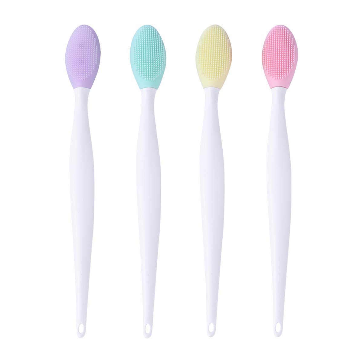 4-Pack Double-Sided Silicone Dog Toothbrush Set - Gentle Dental Care with Curved Long Handle for Small & Large Dogs (Random Colors) - Perfect for Daily Oral Hygiene and Teeth Cleaning at Home