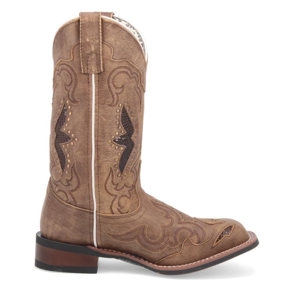 Laredo Women's Maddie Embroidered Round Toe Casual Boots - Mid Calf, Low Heel 1-2 Inches - Black | Comfortable Western Style Booties for Everyday Wear, Country Outings & Fall Fashion