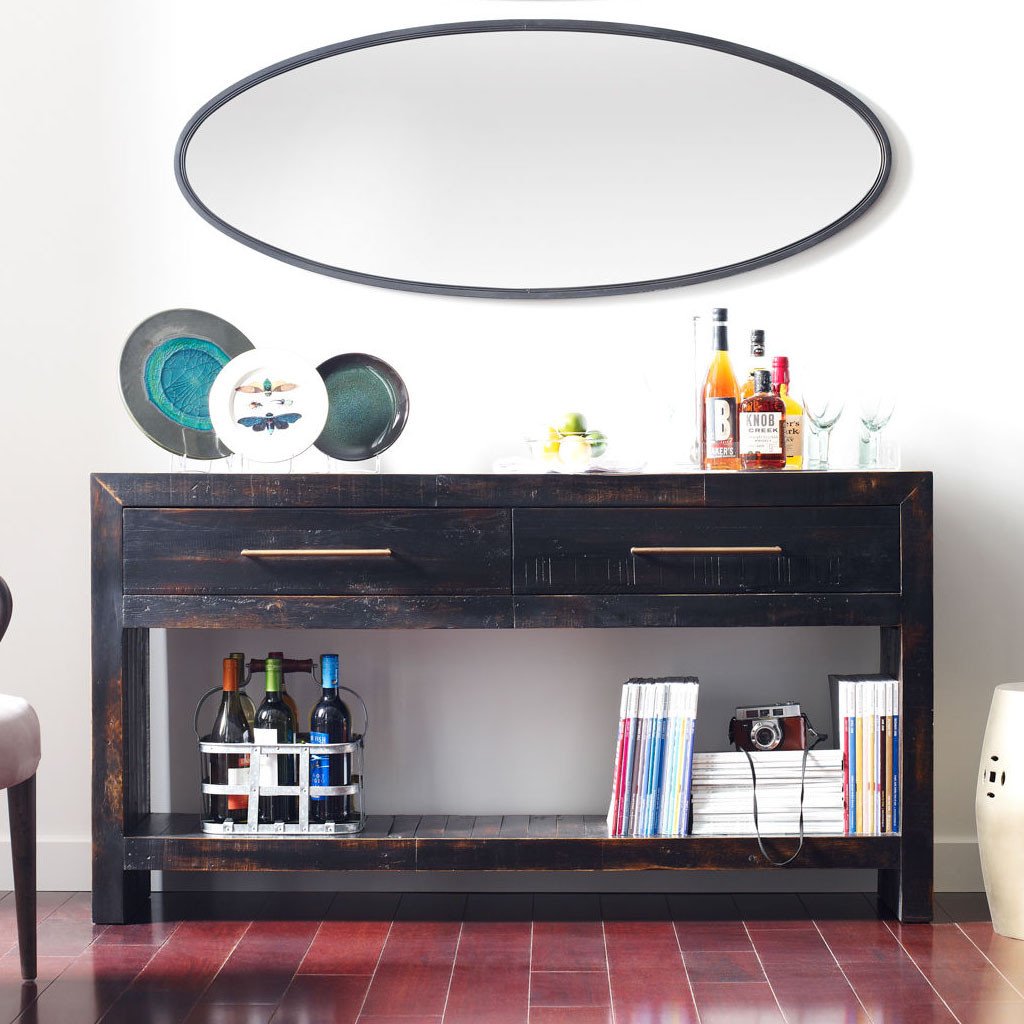 Modern Suki Console Table with Burnished Black Finish - Elegant Entryway & Hallway Decor for Stylish Home Interiors