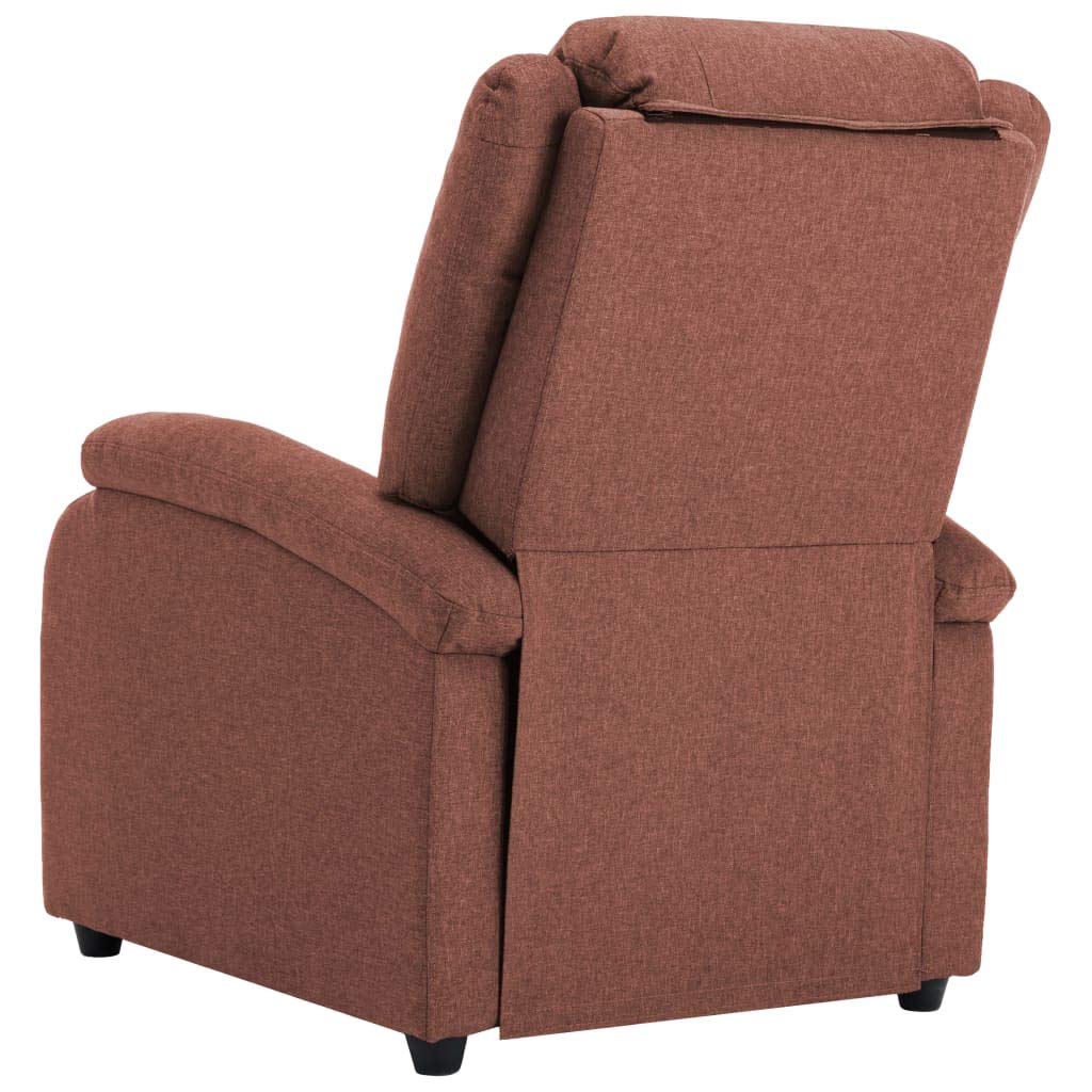 Brown Fabric TV Recliner Chair - Pushback Recliner, Accent & Club Chair with Retro Arm Design - Perfect for Living Room, Bedroom & Home Theater Relaxation