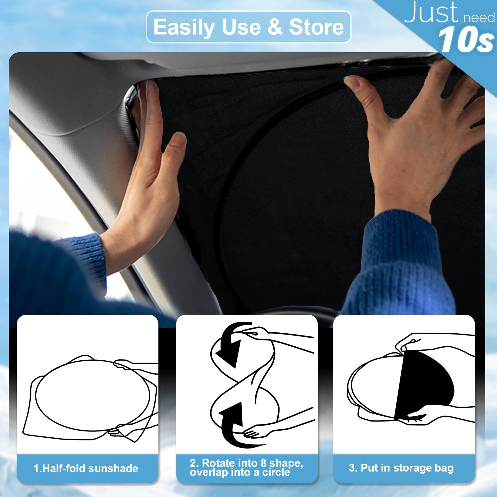 INSAUTO Foldable Reflective Windshield Sun Shade for Honda Civic & Accord - 61