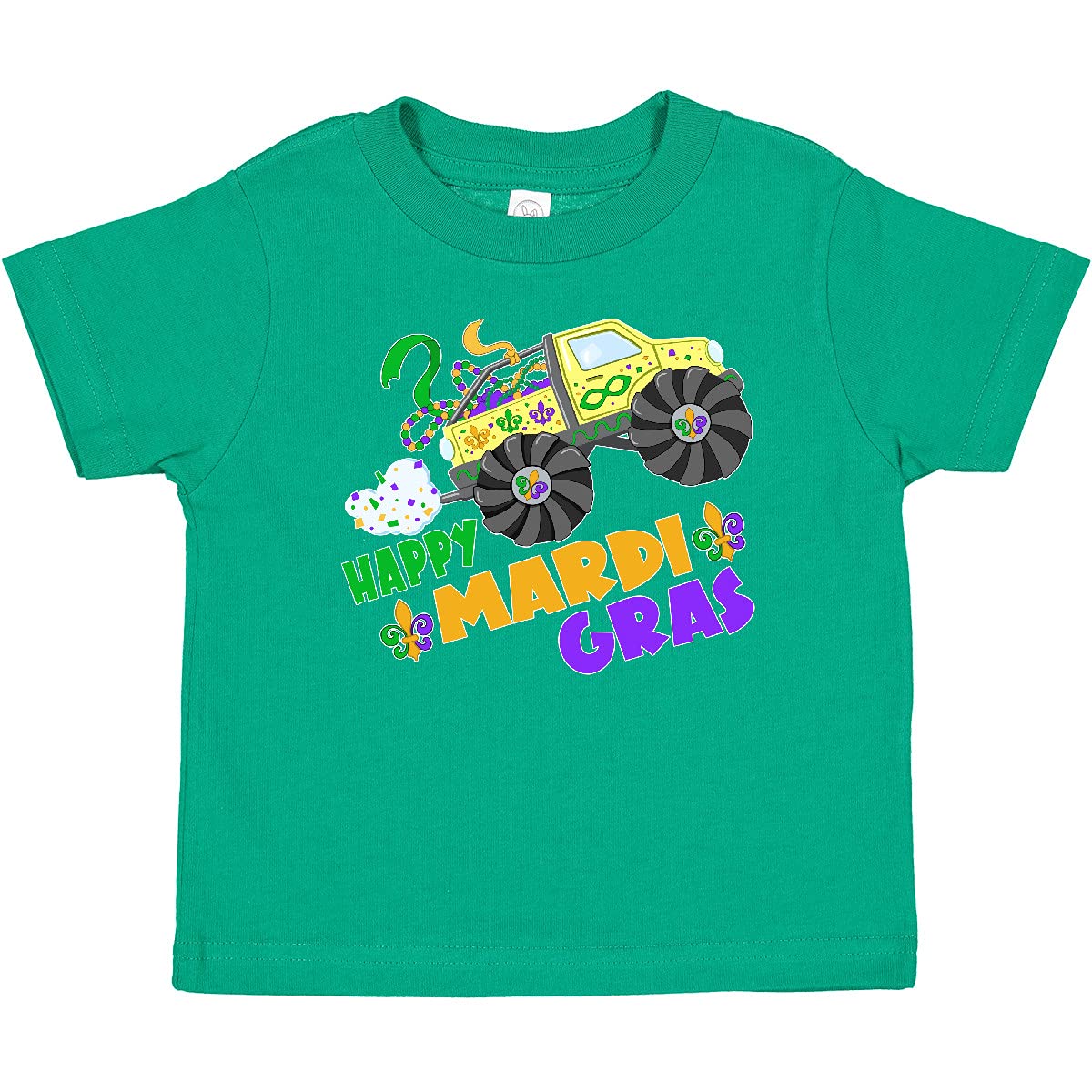 Inktastic Happy Mardi Gras Monster Truck with Beads Baby T-Shirt | Fun Festive Outfit for Mardi Gras Parades & Carnival Celebrations