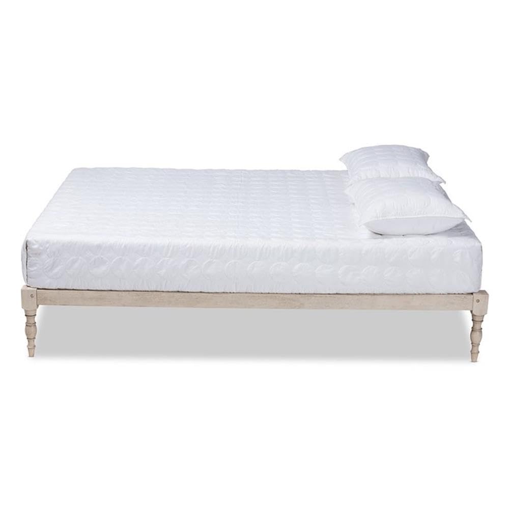 BOWERY HILL Queen Size White Finished Wood Platform Bed Frame - Sturdy Modern Bedroom Furniture for Home Decor, Perfect for Master Bedroom, Guest Room & Apartment